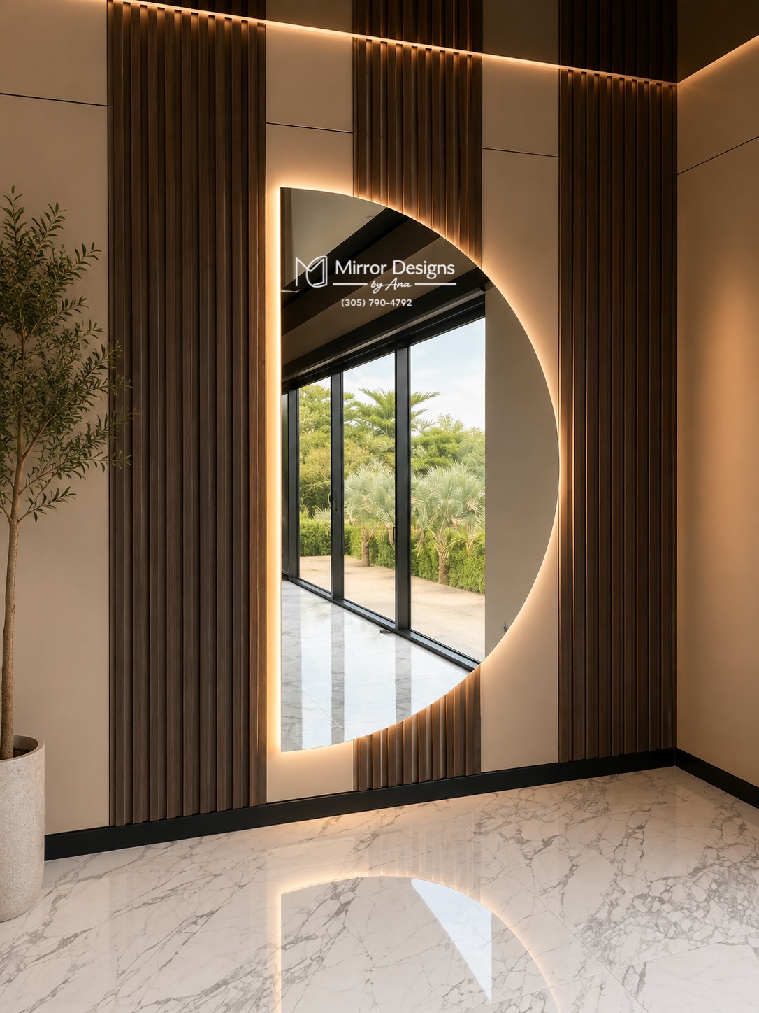 Asymmetrical LED Mirror — Half Moon II