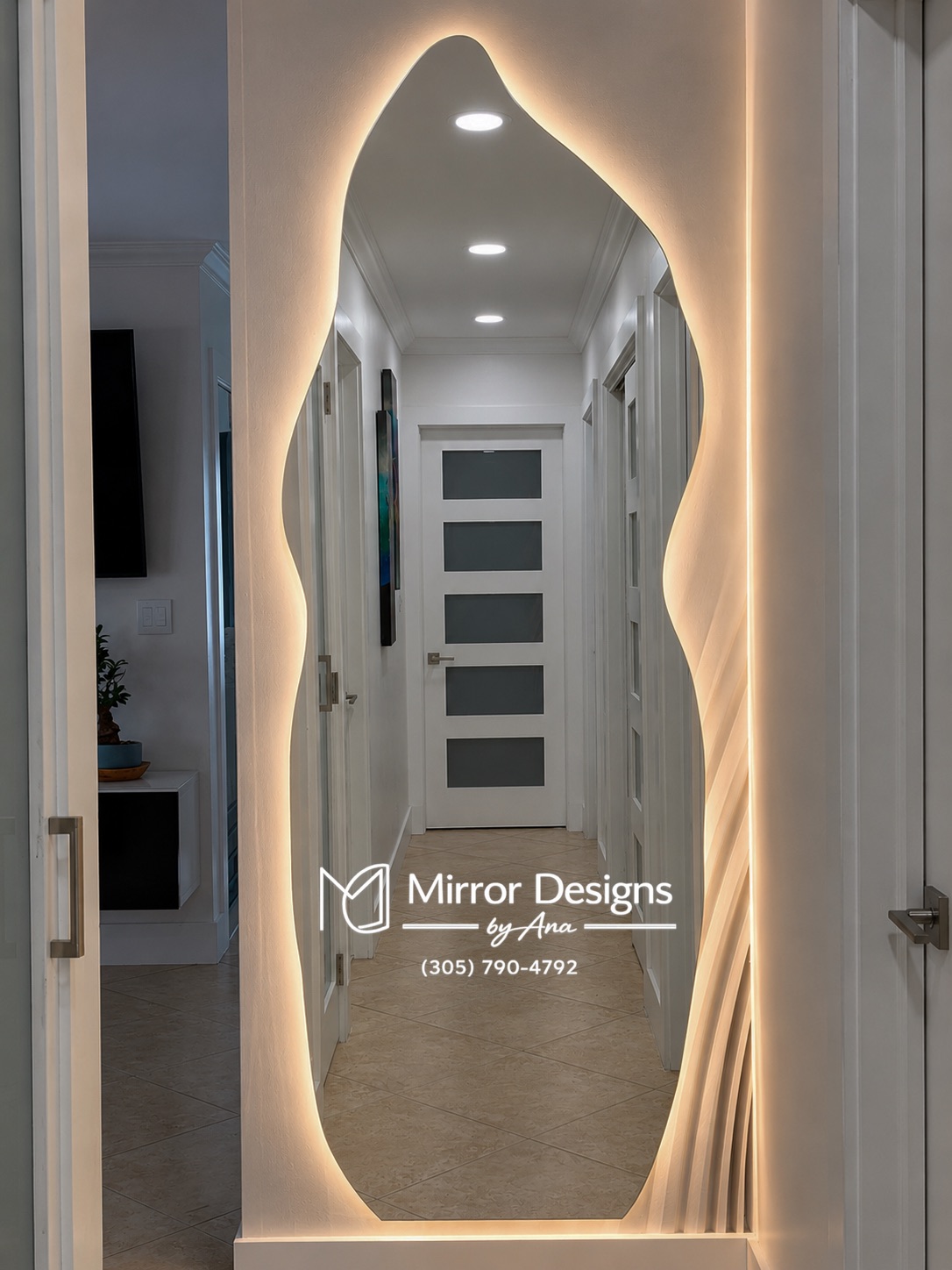 Asymmetrical LED Mirror — Leaf