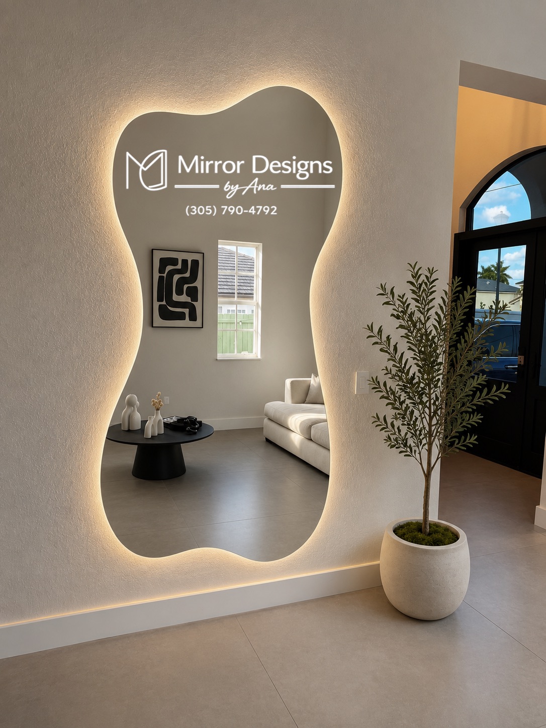 Asymmetrical LED Mirror — Pebble