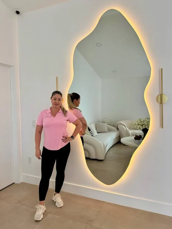 Custom LED backlit mirror installation