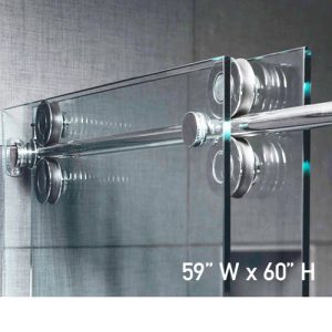 Roller System – 59W x 60H Frameless Sliding Shower Door – Clear Glass