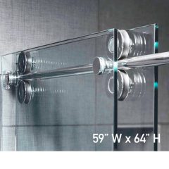 Roller System – 59W x 64H Frameless Sliding Shower Door – Low iron Ultra-Clear Glass
