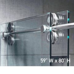 Roller System – 59W x 80H Frameless Sliding Shower Door – Low iron Ultra-Clear Glass