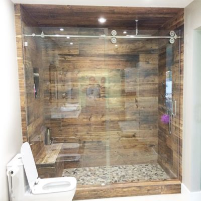 Roller System – 59W x 76H Frameless Sliding Shower Door – Clear Glass