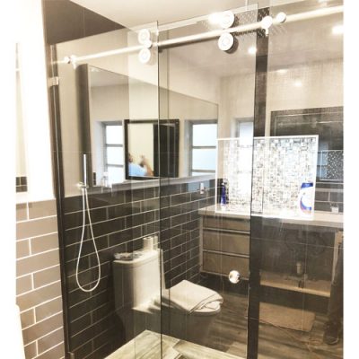 Roller System – 59W x 72H Frameless Sliding Shower Door – Clear Glass