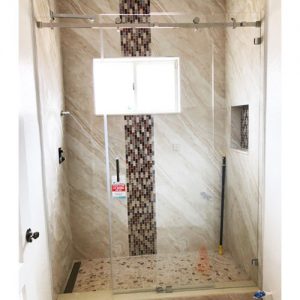 Serenity System – 59W x 76H Frameless Sliding Shower Door – Clear Glass