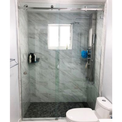 Serenity System – 59W x 80H Frameless Sliding Shower Door – Low iron Ultra-Clear Glass
