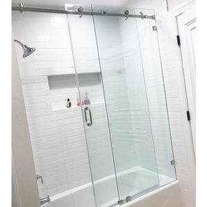 Serenity System – 59W x 64H Frameless Sliding Shower Door – Clear Glass